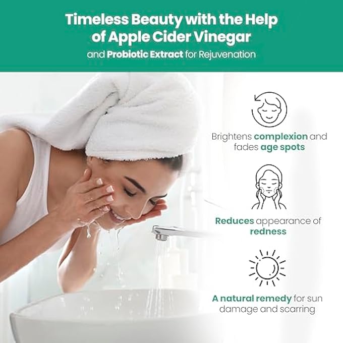 AppleBiotic APPLE CIDER VINEGAR PROBIOTIC REJUVENATING FACE WASH WITH GREEN TEA, ORGANIC ALOE, ORANGE PEEL OIL, CLEANSES AND REMOVES MAKEUP FOR MEN, WOMEN, TEENS. - Image 2